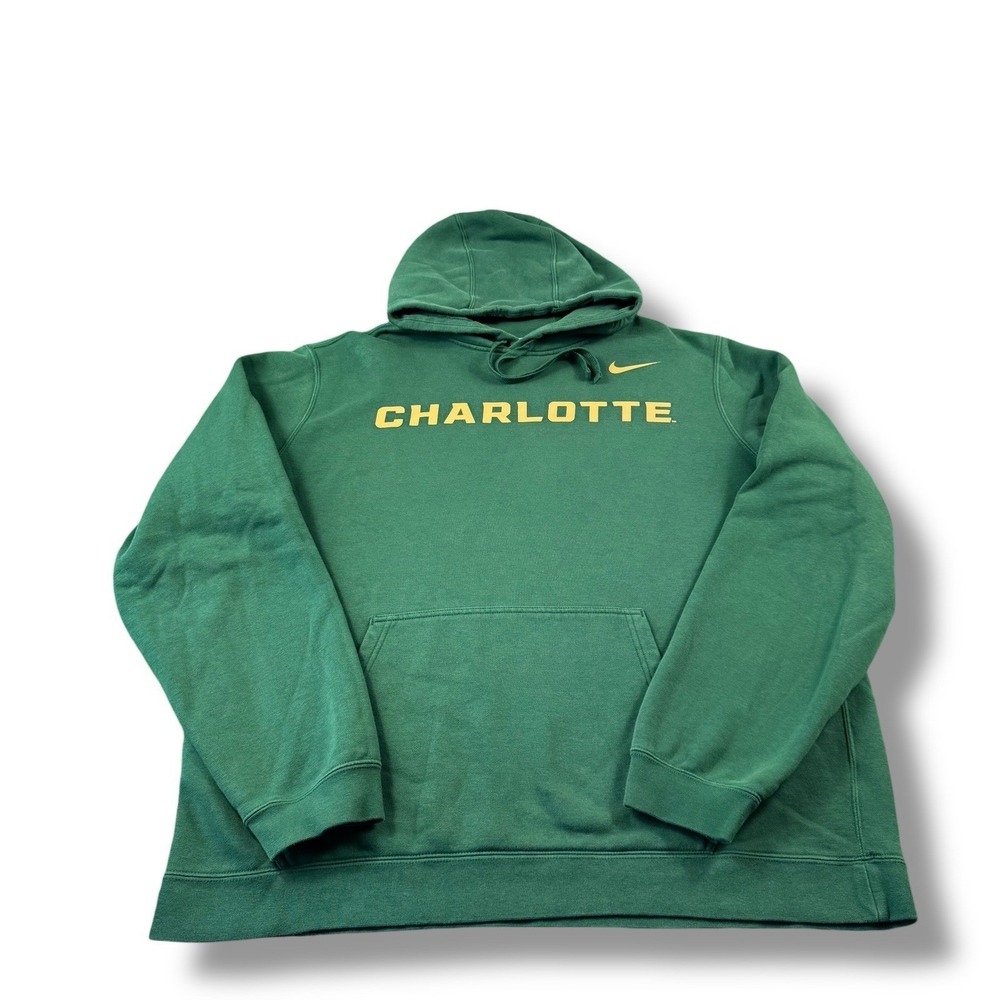 Nike Charlotte 49ers Club Fleece Spellout Pullover Hoodie Green Mens Sz XL EUC